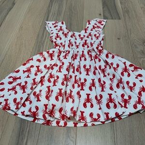 monica + andy Lobster Red and White Ruffled Tiered Sundress